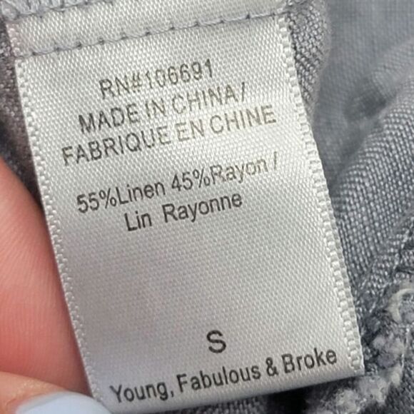 Young Fabulous & Broke Alex Linen Rayon Jumpsuit Solid Gray Drawstring Size S - Picture 9 of 12